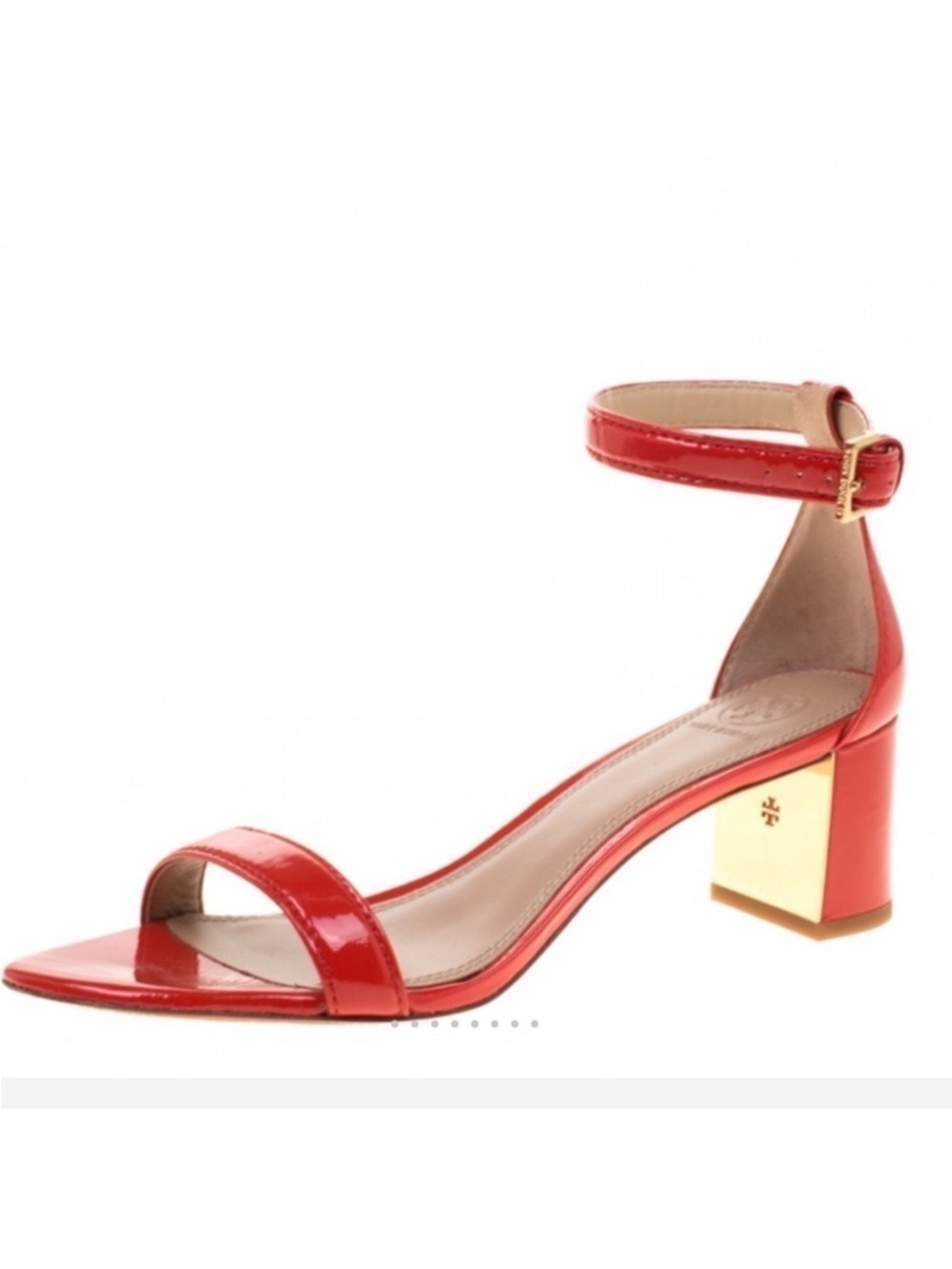 TORY BURCH CECILE sandals City Pepper Red Patent Leather block Heels size 8.5M